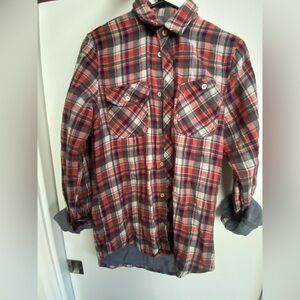 Splendid Mills Red and Black Plaid Button-Up Shirt Size X Small